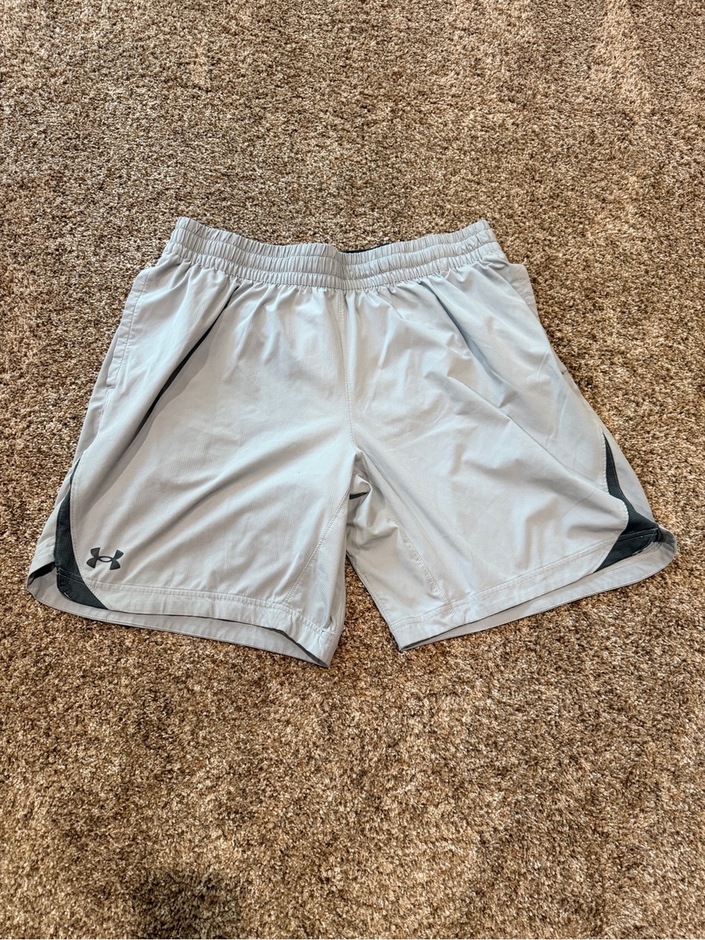 Under Armour Men's Light Gray Athletic Shorts with Black Accents
